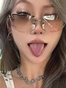 Women's Y2k Style Sunglasses, Trendy Casual Wrap Around Frame Sunglasses for Everyday Use, Fashion Accessories for Outdoor Activities, Fashionable Frames Sunglasses