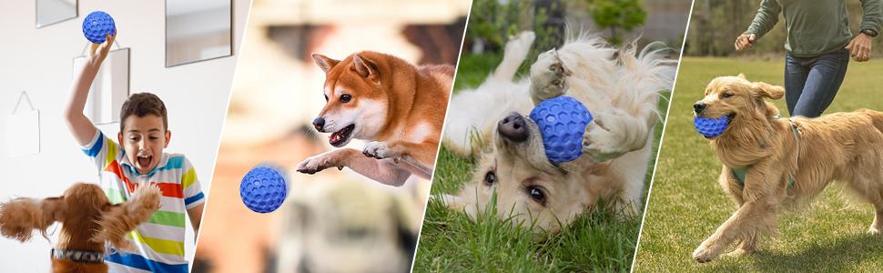 Indestructible Squeaky Dog Ball, Relieves Anxiety, Cleans Teeth, Interactive Chew Toy for Aggressive Chewers, Dog Toy for Large Breeds, Outdoor Waterproof