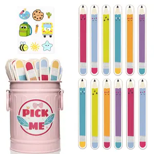 Flip Name Sticks with Metal Box and Sticker, 36Pcs Talking Flip Name Sticks for Classroom Management, Teacher Essentials Student Educational and Learning Activities (Pencil)