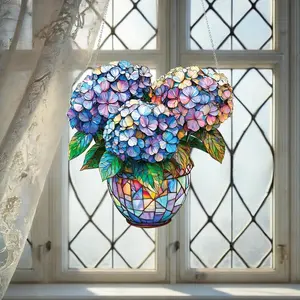 Custom Hydrangea Flowers Acrylic Suncatcher Hanging, Hydrangea Window Decor, Housewarming Gift, Blue Flower Lover Gift, Home decoration