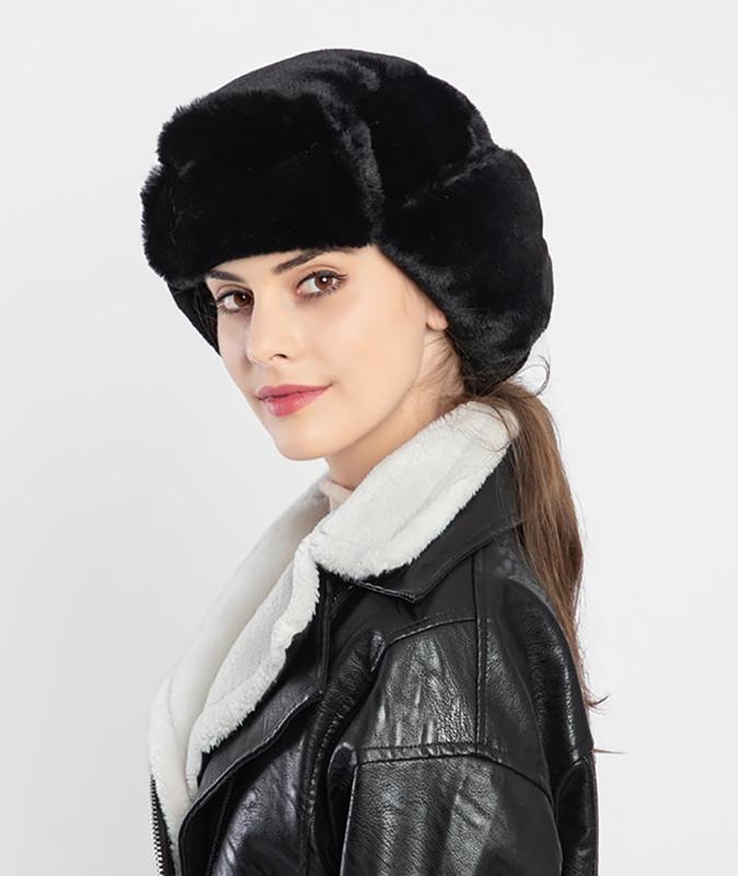 Women's Trapper Hat Faux  Winter Hats Fuzzy Russian Hat with Buckle Trooper Warm Ski Cycling Ear Flap Hat 2025