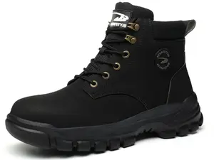 Men's Steel Toe Work Boots Leather Safety Shoes Lightweight Industrial Sneakers for Construction Welding