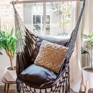 Hammock Chair, Hanging Chair for Bedroom, Gray Macrame Swing Chair, Porch Swing, Indoor Hammock Chair, Boho Hammock Chair, Swinging Chair