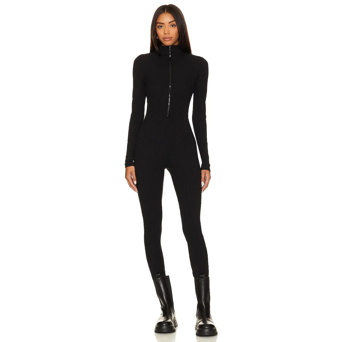 Show Me Your Mumu Lodge Onesie in Winter Rib Black