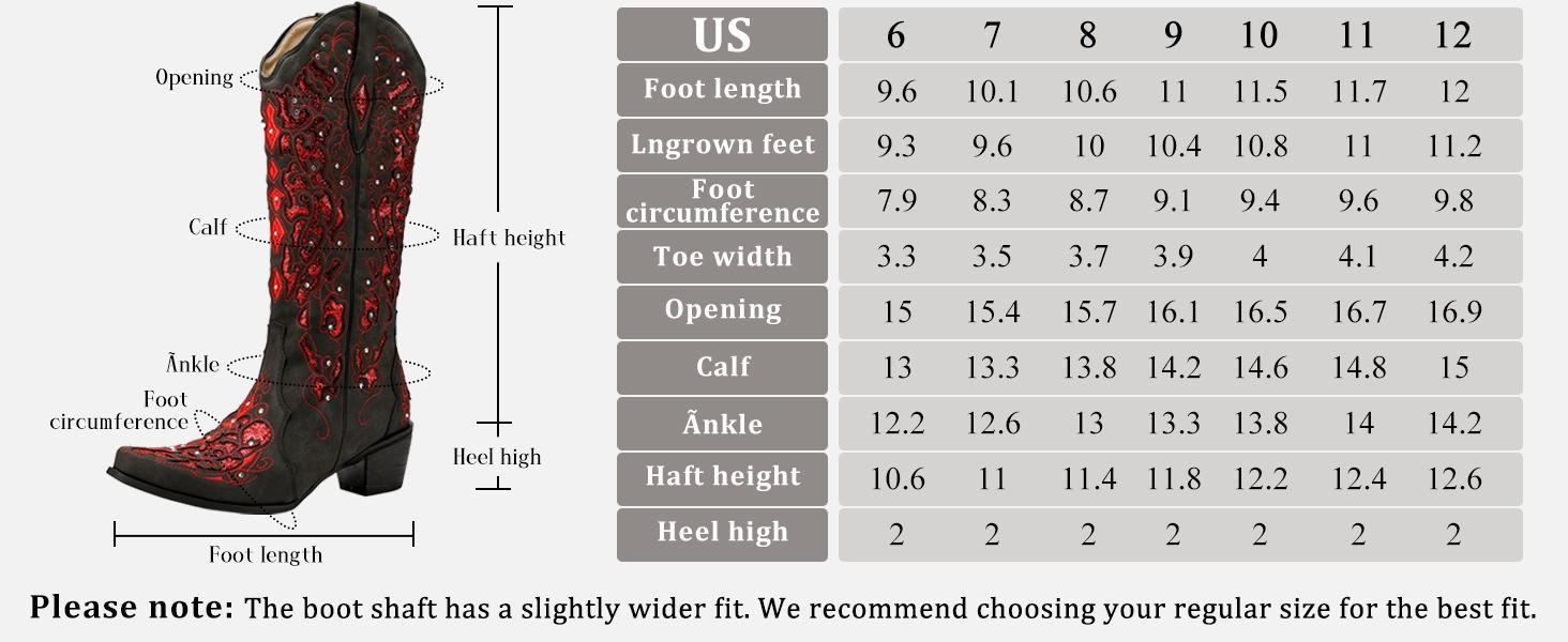 Western Cowboy Boots with Comfortable Calf Black Cowgirl Boot Women Sparkly Rhinestone Wedding Boots Trendy Vintage Tall Glitter Boot with Embroidery and Chunky Heel for Daily Wearing Office Party