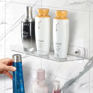 Acrylic Wall Mounted Floating Shelves Kitchen No Drill Storage Racks L Shaped U Shaped Display Organizer for Spices Utensils