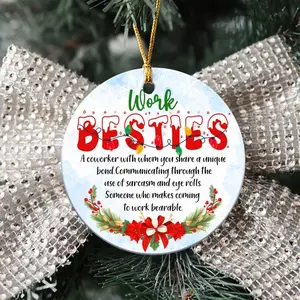 Custom Work Bestie Christmas Ornament, Funny Ornament For Coworker, Xmas Gift For Best Friend, Friendship Gift, Gift For Work Friends