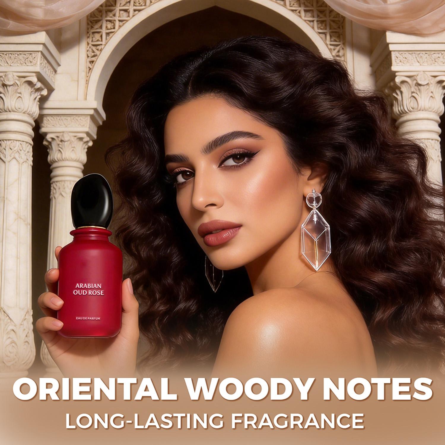 Arabian Oud Rose Eau De Parfum 58ml (1.96 oz) Saffron, Pink Pepper, Damascus Rose, Geranium, Oud, Amber, Leather – Long Lasting Fragrance, Luxury Women Perfume Gift