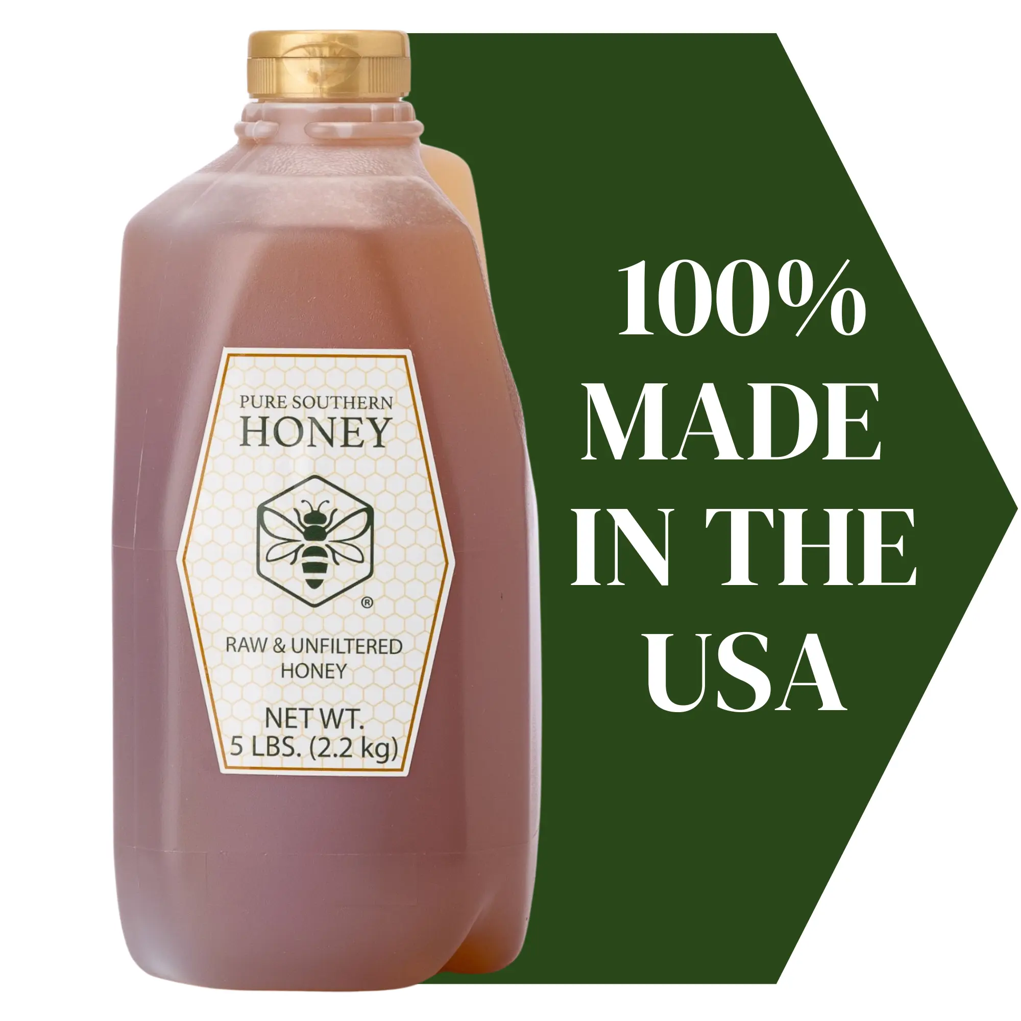 Pure Southern Honey- Raw & Unfiltered Honey - 5 lbs, Bulk Honey, Sweet Flavor Rawhoney Natural