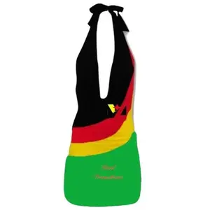 Rasta Front Drape Mini Dress Reggae Colors, Stripes Black Red, Green Yellow