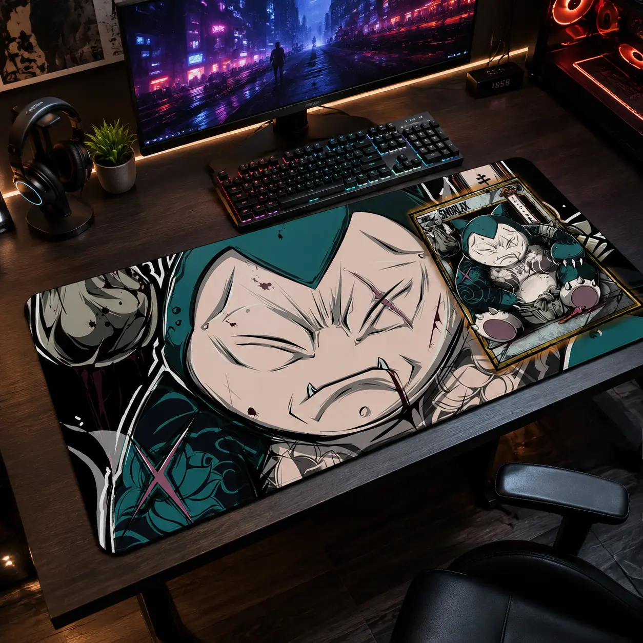 Snorlax Yakuza PKM Gaming Mouse Pad Personal, Custome, Anime Desk Mat Extended Keyboard Pad Waterproof Non Slip Rubber Base Large Mousepad for PC Gamer Setup Desk Accessories, Office Gifts, Decor desktop