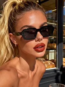 Women's Square Large Frame Sunglasses, Casual Versatile Design, Elegant and Stylish, Perfect for Daily Wear, Trendy Square Sunglasses