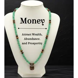 Manifest Wealth & Abundance  Genuine Green Aventurine + Tiger Eye Money Magnet Necklace | Healing Crystal Pendant Gift