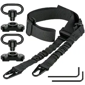 1pc Tactical Gun Sling Two-Point Shoulder Strap, with Quick-Release Adjustable Length Elastic Buffer, Universal Fit, 1 Pack - Nylon Rifle Hanging Strap with 360° Swivel Hook, Suitable for Outdoor Travel Activities and Sports.