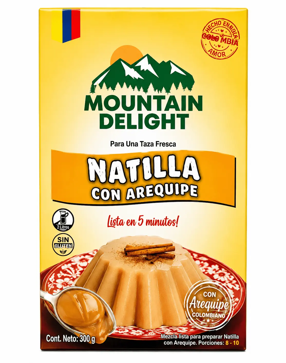 Mountain Delight Arequipe Natilla Mix 12 oz (340g) – Traditional Colombian Custard Dessert Mix – Imported from Colombia