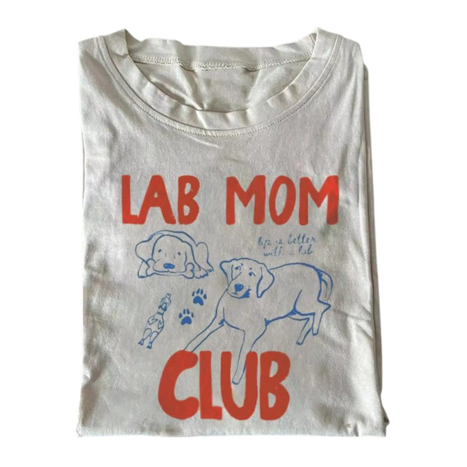 Lab Mom Club Comfort Colors T-Shirt, Aesthetic Labrador Retriever Graphic Tee, Cute Hand-Drawn Dog Mom Apparel, Unisex Fit Design, Gift for Men and Women