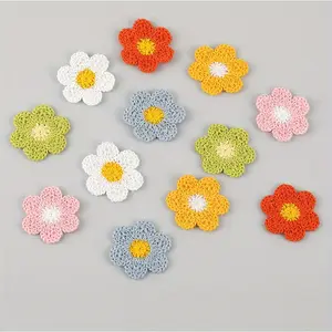 12pcs Flower Sewn Flower Embroidery Patches, Floral Appliques, DIY Sewing For Clothes, Bags, Hat, Decoration Cloth Patch
