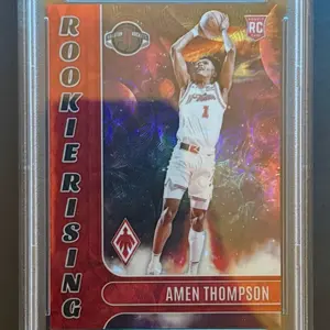 AMEN THOMPSON, RC, Rookie Rising, Red Intl, Ser #’d 67/75, 2021 Phoenix, PSA 9-MINT