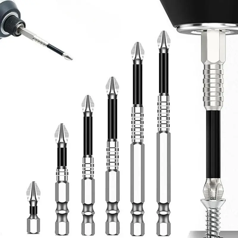 k5 (6pcs) titanium alloy impact-resistant non-slip crosshead，Highly Magnetic Screwdriver Drill Bit Set，Screwdriver drill bit set