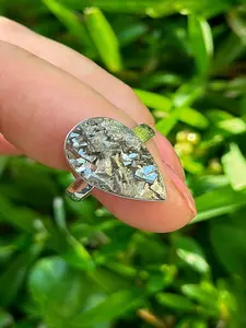 Size 6 3/4, Gold Pyrite, In Sterling Silver, Ring, Pyrite ring