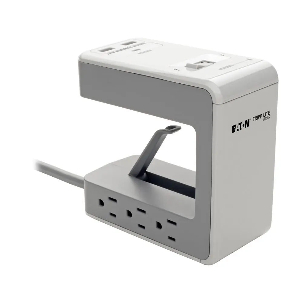 Eaton 6-Outlet Surge Protector w/2 USB-A (4.8A Shared) & 1 USB-C (3A) - 8 ft. (2.43 m) Cord, 1080 Joules, Desk Clamp
