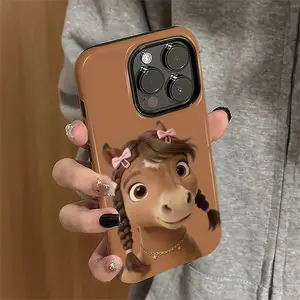 Personalized bow braid horse suitable for Apple 17promax mobile phone case new film 2-in-1 Internet celebrity anti-drop men and women