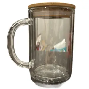 Custom 15oz Snowglobe Coffee Cup - Personalized Borosilicate Glass Mug with Customizable Wrap & Glitter for Coffee or Tea