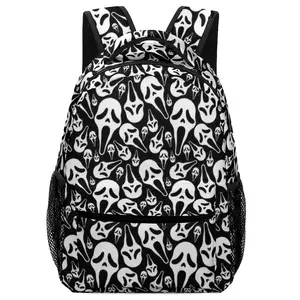 Scream Backpack Ghost Mask Face Halloween Backpack Ghostface Laptop Backpack for Women Men Hiking Travel Work School