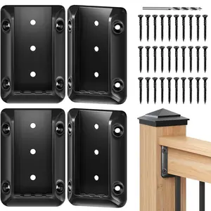 Deck Railing Bracket Connectors for 2"*4" (1.5" * 3.5") Deck Railing Wood Post, Railing Bracket for Wood Stair Fence Railings Handrail with Coated Screws and a Drill Bit, Fence Brackets