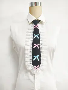 Handmade Women's Lace Bow Tie, Elegant Sweet Style, Perfect for Lolita, Ballroom Wear, Polyester Material, Lace Trim Tie