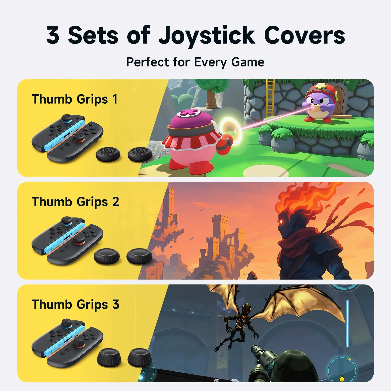 JSAUX Thumb Grips Designed for Nintendo Switch 2 (2025), Switch