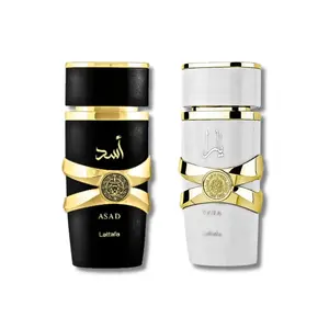 (Yara Moi for Women + Asad for Men) 3.4 Ounce/100 ml each Lattafa for Unisex 2 Piece Eau de Parfum