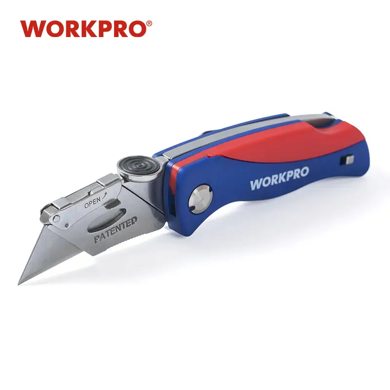 #FallDealsforYou WORKPRO Folding Utility Knife, Quick-Change Box Cutter, Blade Storage in Handle with 5 Extra Blades Included