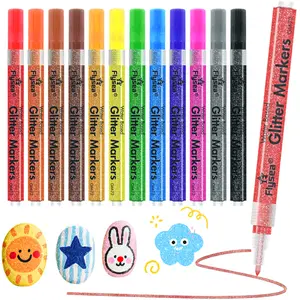 Acrylic Glitter Markers, Sparkle Glitter Paint Pens, 0.7mm Fine Point Tip Metallic Glitter Pens, Adults DIY Crafts Making, Greeting Birthday Cards Present, Drawing, Scrapbooking Supplie, Art Pen