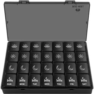XL Pill Organizer 4 Times a Day Large Weekly Pill Box for Travelling, Portable 7-Day Pill Container with Removable Design - Healthcare Aid Travel Essentials