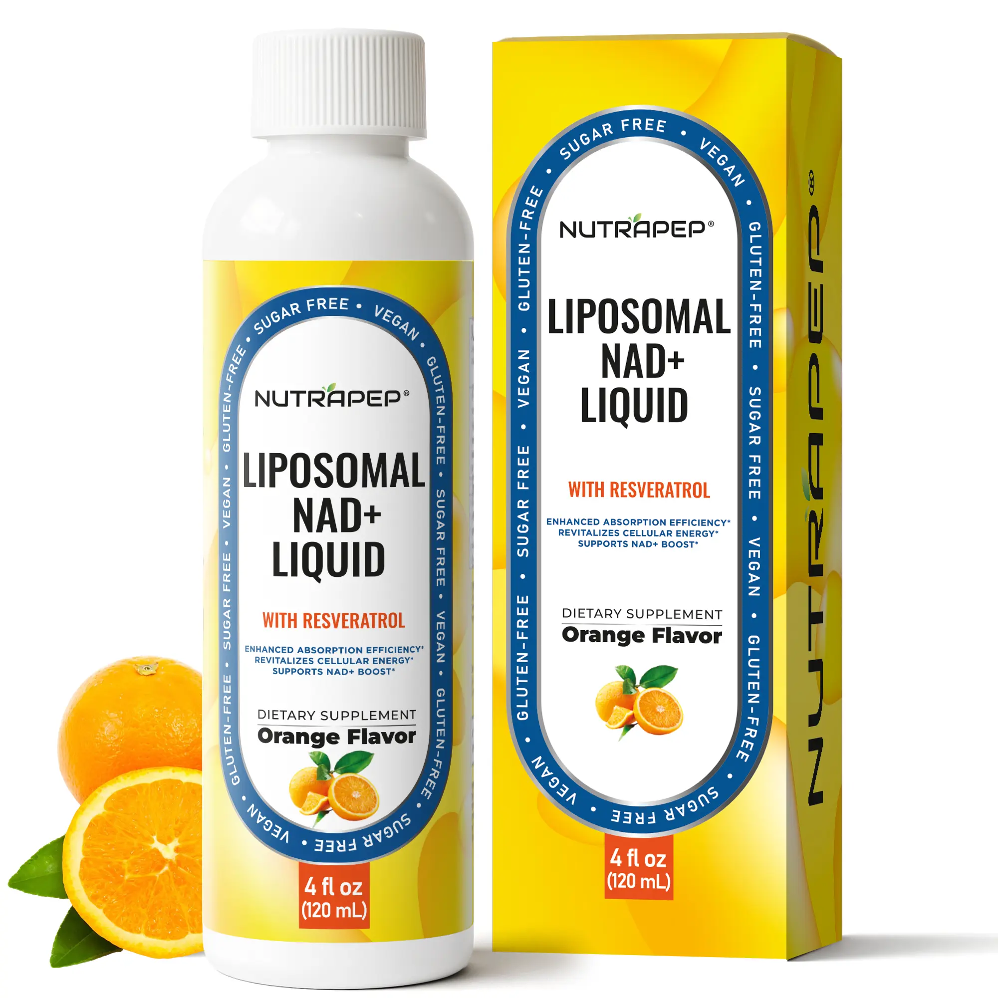 NutraPep NAD+ Liquid Supplement - Liposomal NAD+ Boost for Healthy Aging Longevity & Cellular Energy - Nicotinamide & Resveratrol Complex for Brain & Mitochondrial Support