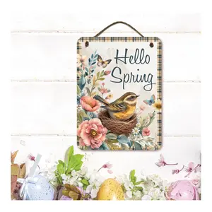 Courtside Market Bird, Hello Spring 12x16 Artboard with Twine