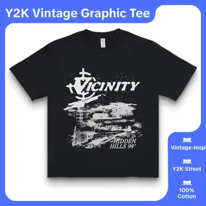 Vintage-Inspired Vicinity Graphic Tee Casual Y2K Street Fashion Loose Fit Women's T-Shirt 100% Cotton Knit Fabric All-Season Alphabet Print Round Neck Short Sleeve Love Sweatshirt - Womenswear Streetwear Printed