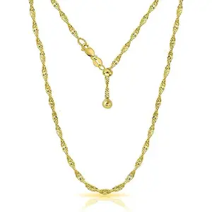 925 Sterling  Italian Solid 1.5MM Singapore Twist Adjustable Bolo 14-24 Inch Chain Necklace For Women -   Comes With a  Box