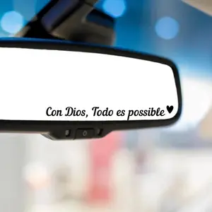 2PCs Con Dios Todo Es Posible,Trust In God Rearview Mirror Sticker, with God All Things are Possible Vinyl Decal, Christians Faith Decal, Car Stickers and Decals