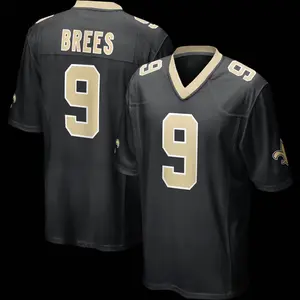 Unisex Football inspired by Brees 9 New Orleans Team Game Jersey - Black