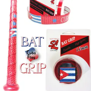 Cuban Flag Baseball Bat Grip Tape – 1.0mm Precut Non-Slip Bat Wrap for Baseball & Softball | Full Adhesive All-Weather Bat Handle Tape | Tacky Polyurethane Grip with Vibration Dampening