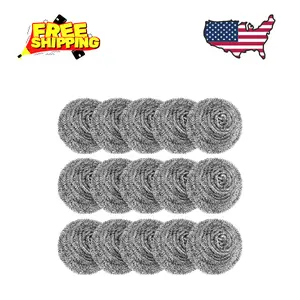 15 Pack Steel Wool Scrubber, Metal Kitchen Scrubbing Sponges