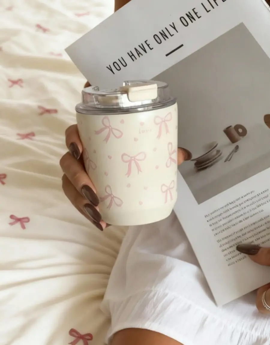 280ml 380ml Bow Heart Stainless Steel Insulated Tumbler Double Wall Travel Mug Hot Cold Water Bottle