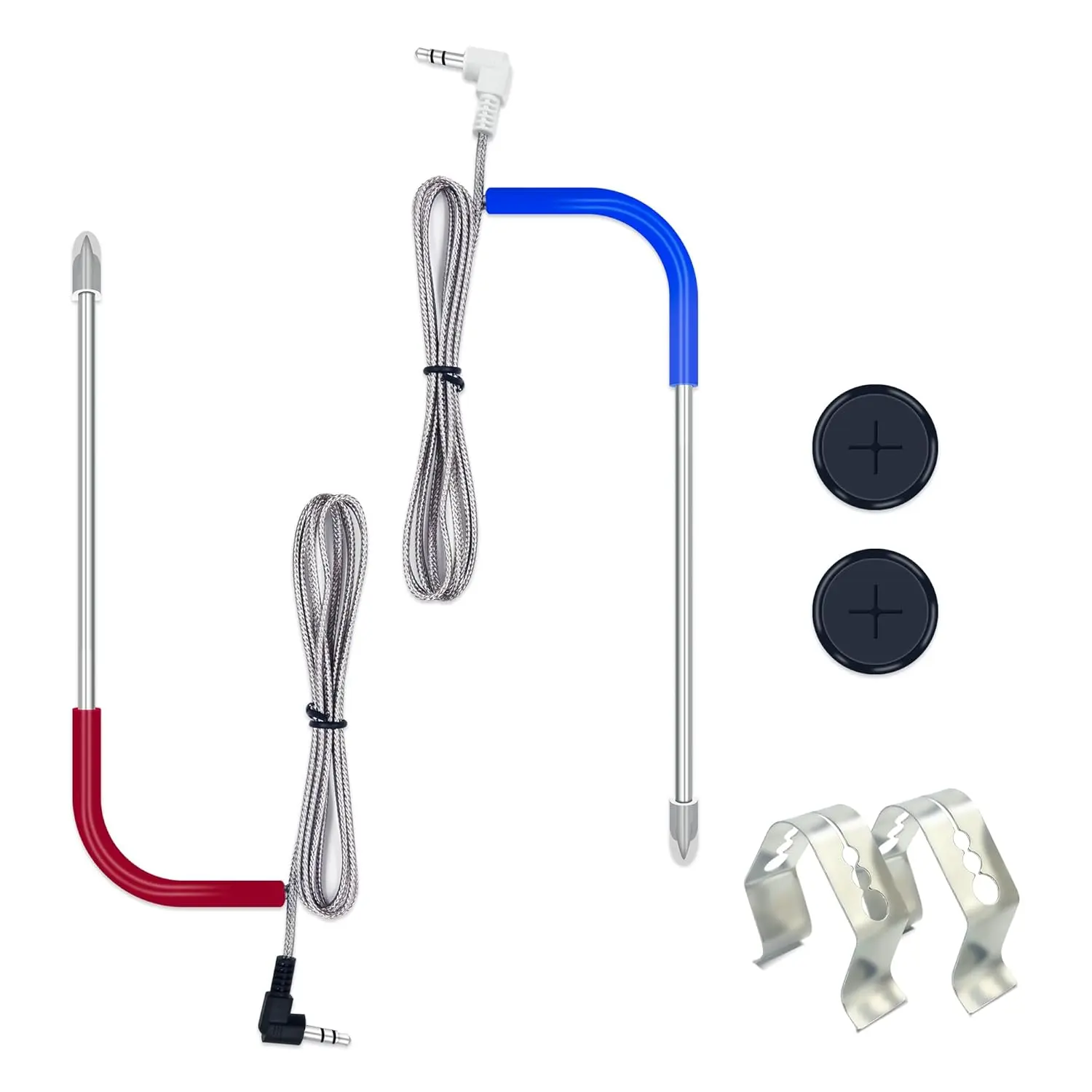 Kitchen Stainless Steel Meat Probe Kit (2 Sets), 3.5mm Plug-and-Play Replacement Sensors Compatible with Traeger Pellet Grills (BAC431) and Traeger Control Boards