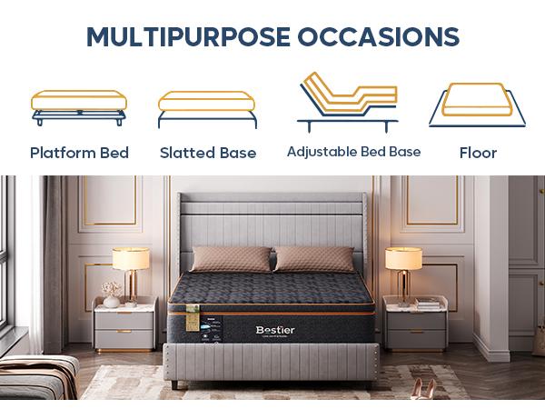 Bestier 14-inch Mattress Medium Firm Organic Wool Gel Memory Foam Ergonomic Bedding in a Box