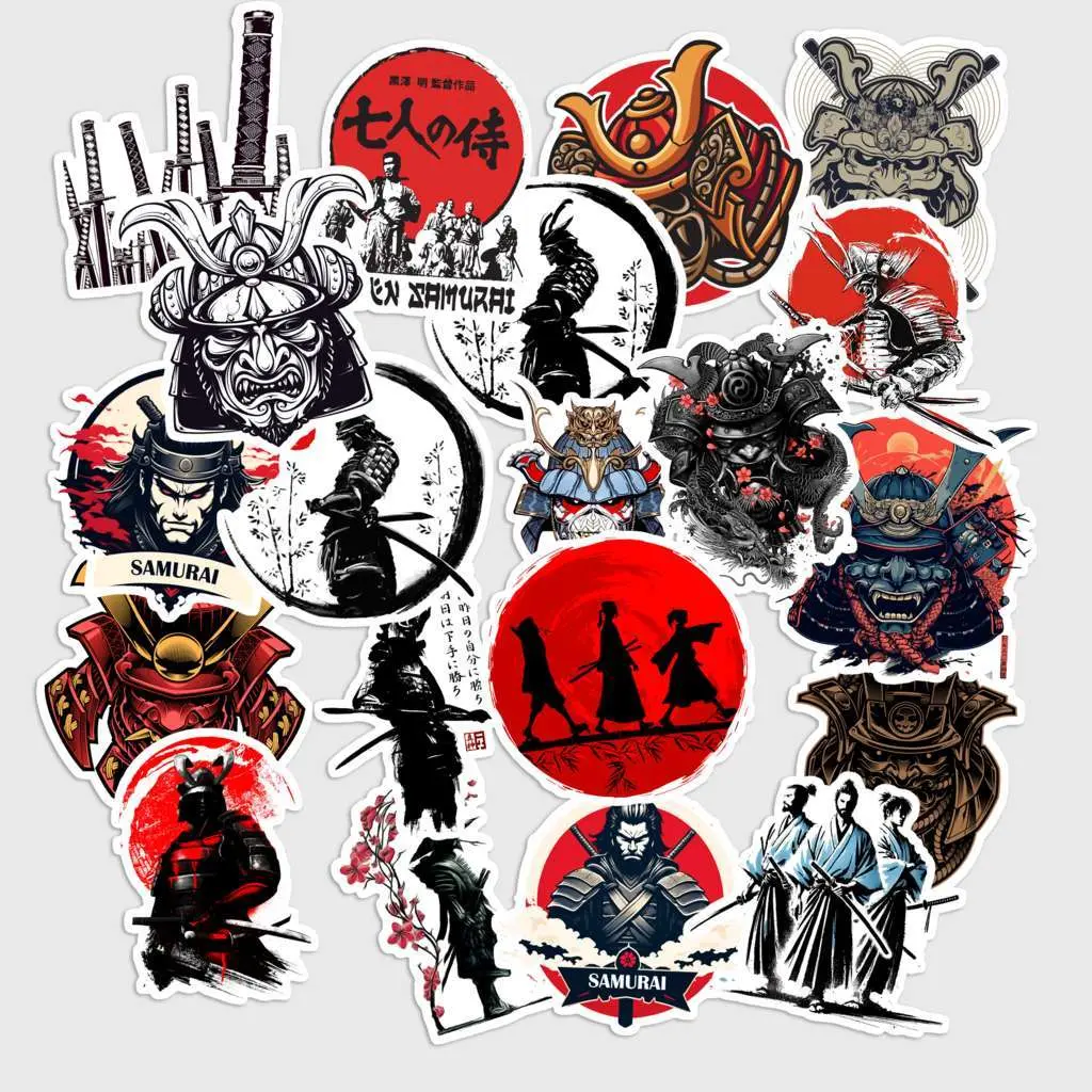 Sticker Pack 20 Japanese Samurai Character Sticker, Traditional Warrior Art Decal