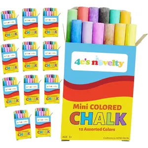 144 Mini Chalk Sets (12 Boxes), 12 Colors Thin Sticks Non-Toxic Chalk for Blackboard Sidewalk, Bulk Individual Packs Party Favors Easter Basket Stuffers End of Year Student Gifts Toys