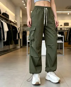 Women's High Waist Loose Wide Leg Work Pants with Pockets Breathable Soft Fabric Casual Cargo Trouser for All-Season Daily Wear Womenswear Bottom Lightweight Spandex Polyester Fiber - Fit