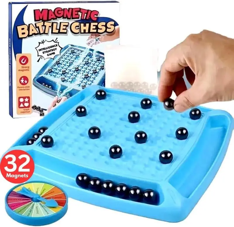 Magnetic Chess Set - Portable Tabletop Game with 32 Magnetic Pieces, Family Game Night Pick, Cognitive Exercise & Screen-Free Activity, Ideal Gift for Kids Aged 6-12
